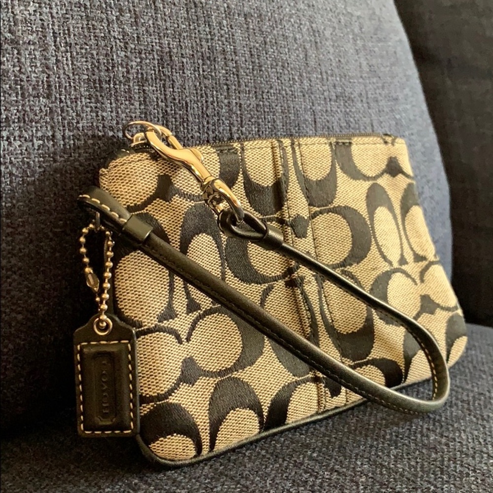 Coach Black Zip Close Wristlett